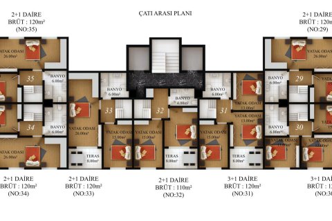 3+1 Takvåning i Gazipasa, Antalya, Turkiet Nr. 168950 - 14