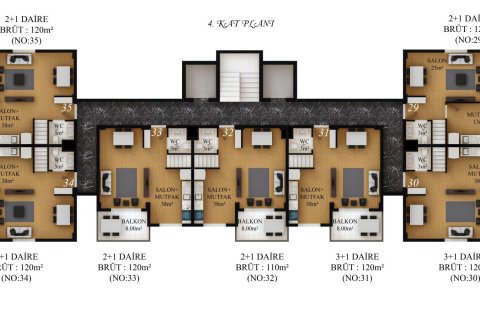 2+1 Penthäuser in Gazipasa, Antalya, Türkei Nr. 168951 - 12