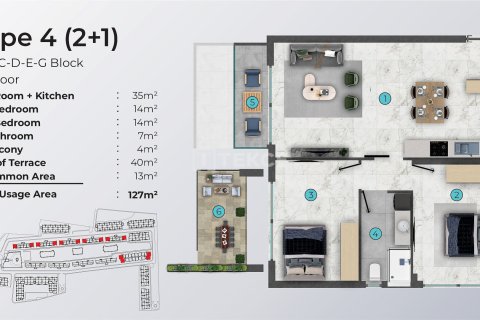 2+1 Takleilighet  i Iskele,  Nr. 177376 - 30