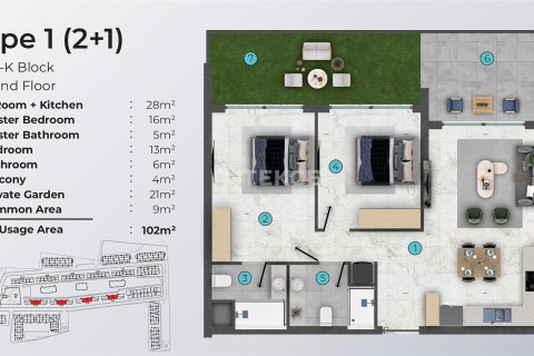 2+1 Takleilighet  i Iskele,  Nr. 177376 - 27