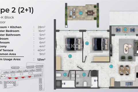 Продажа квартиры  в Искеле, Северный Кипр 2+1, 95м2, №177375 – фото 28