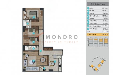 3+1 Leilighet i Kadikoy, Istanbul, Tyrkia Nr. 167358 - 7