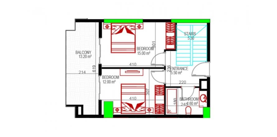 1+1 Lejlighed i Yekta Kingdom Premium, Mahmutlar, Antalya, Tyrkiet Nr. 166641