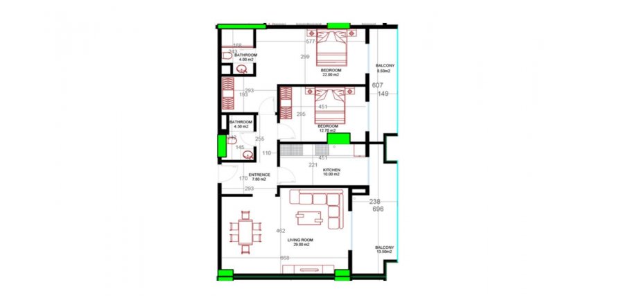 Daire Yekta Kingdom Premium 2+1, Mahmutlar, Antalya, Türkiye №166643