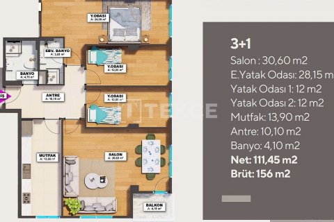 Продажа квартиры в Стамбуле, Турция 3+1, 156м2, №193508 – фото 14