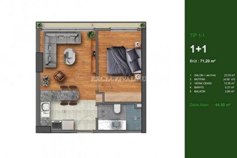 1+1 Leilighet  i Istanbul, Tyrkia Nr. 178856 - 6